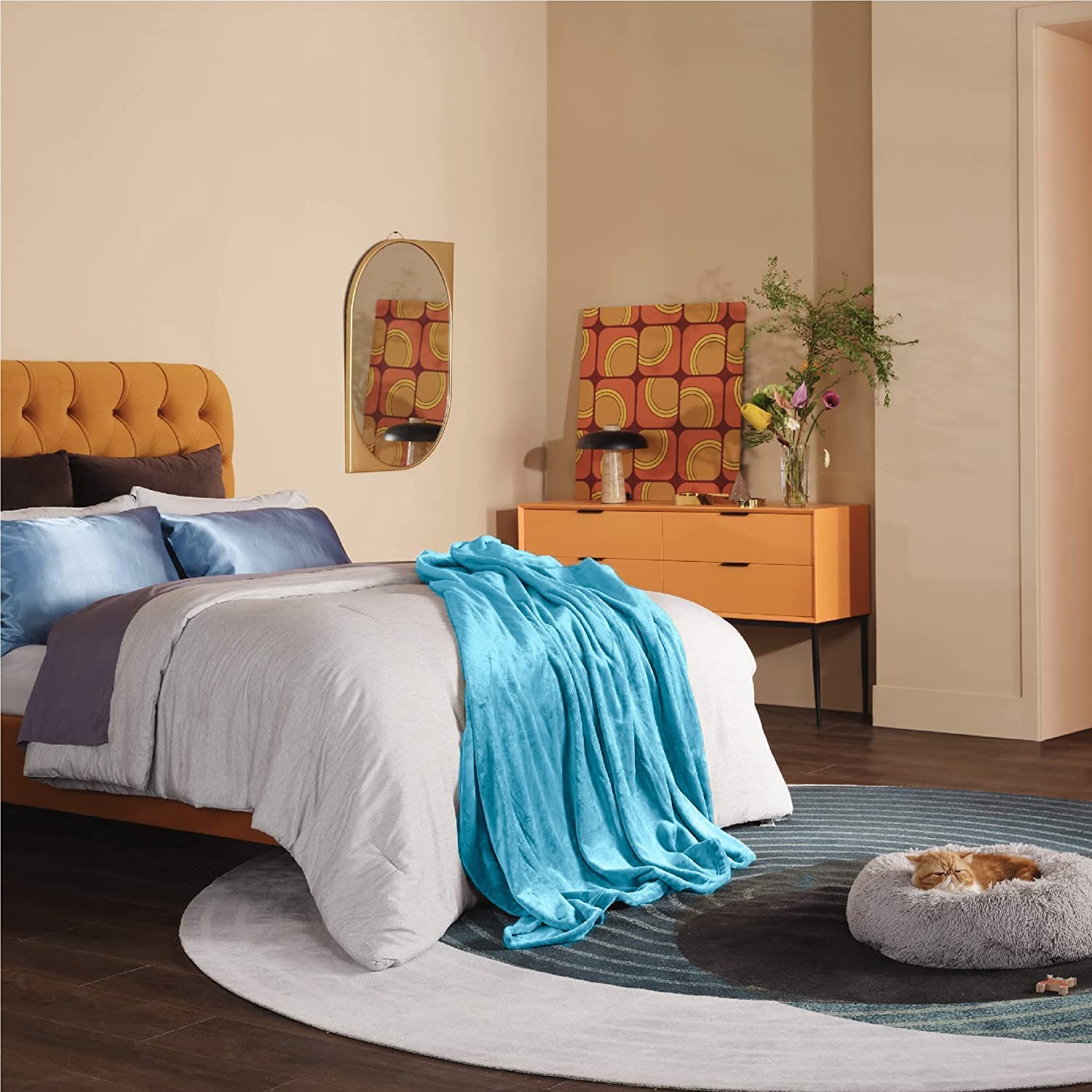 Fleece Blanket for Bed - Throw Blanket Lightweight Super Soft Cozy throw Blanket for Bed or Sofa ALL SEASONS (Sky Blue)