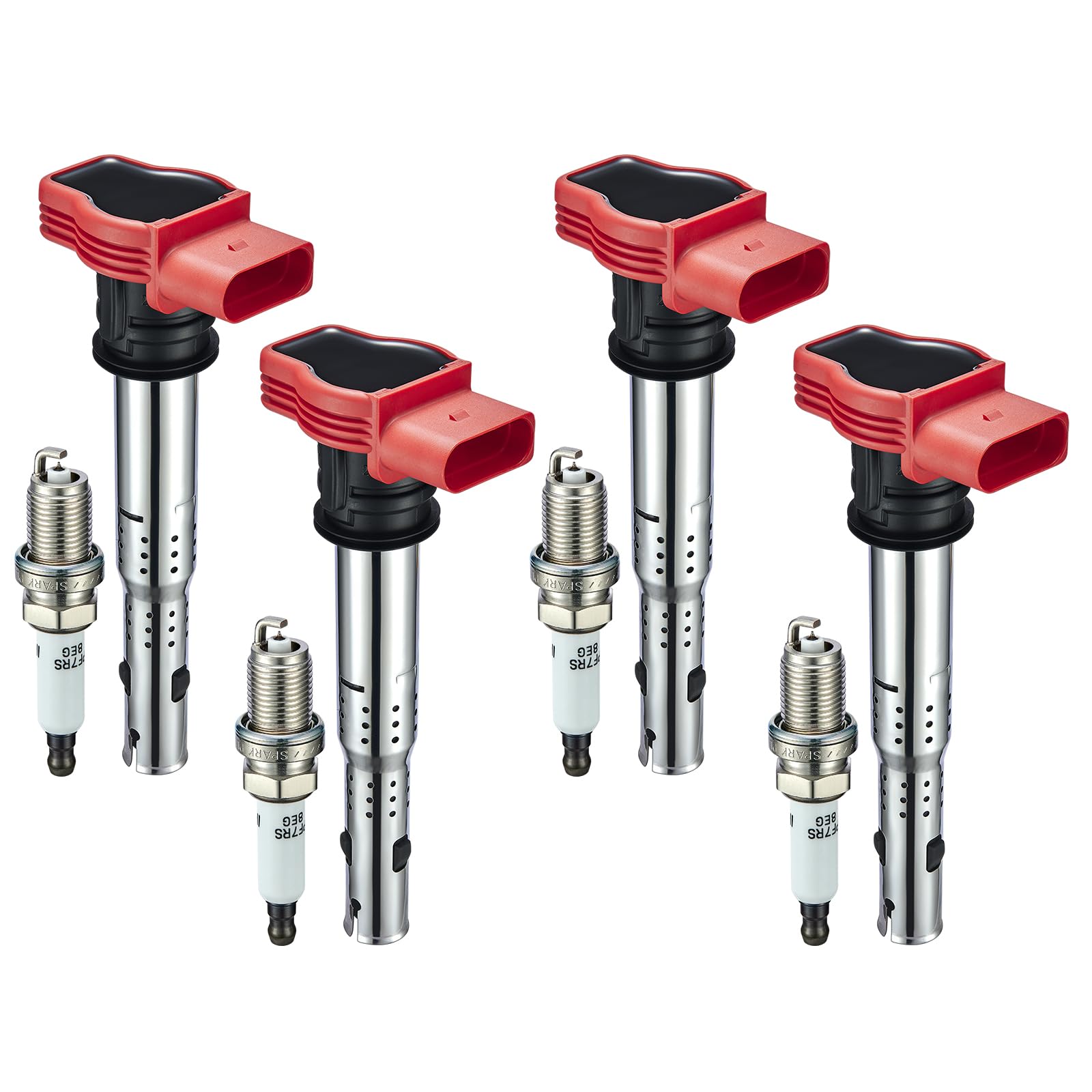 4 Ignition Coils+ 4 Spark Plugs UF529/4644 for Audi/VW 2005-2016