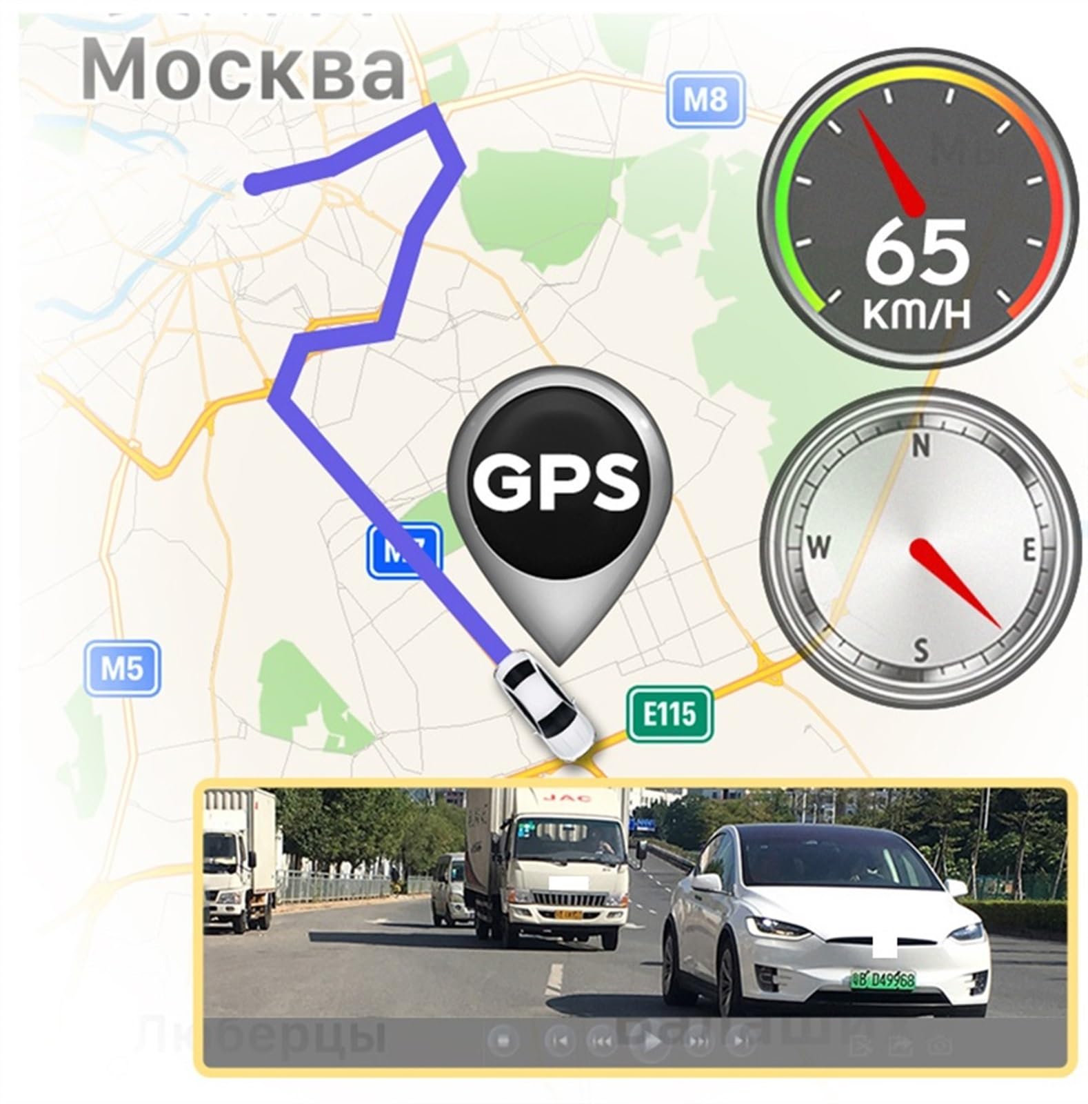 Kamera samochodowa, 4K 4 Cal wideorejestrator samochodowy kamera samochodowa Ultra HD 2160P GPS Track 5G Night Vision Dashcam 1080P tylna(13GX-6,64G)
