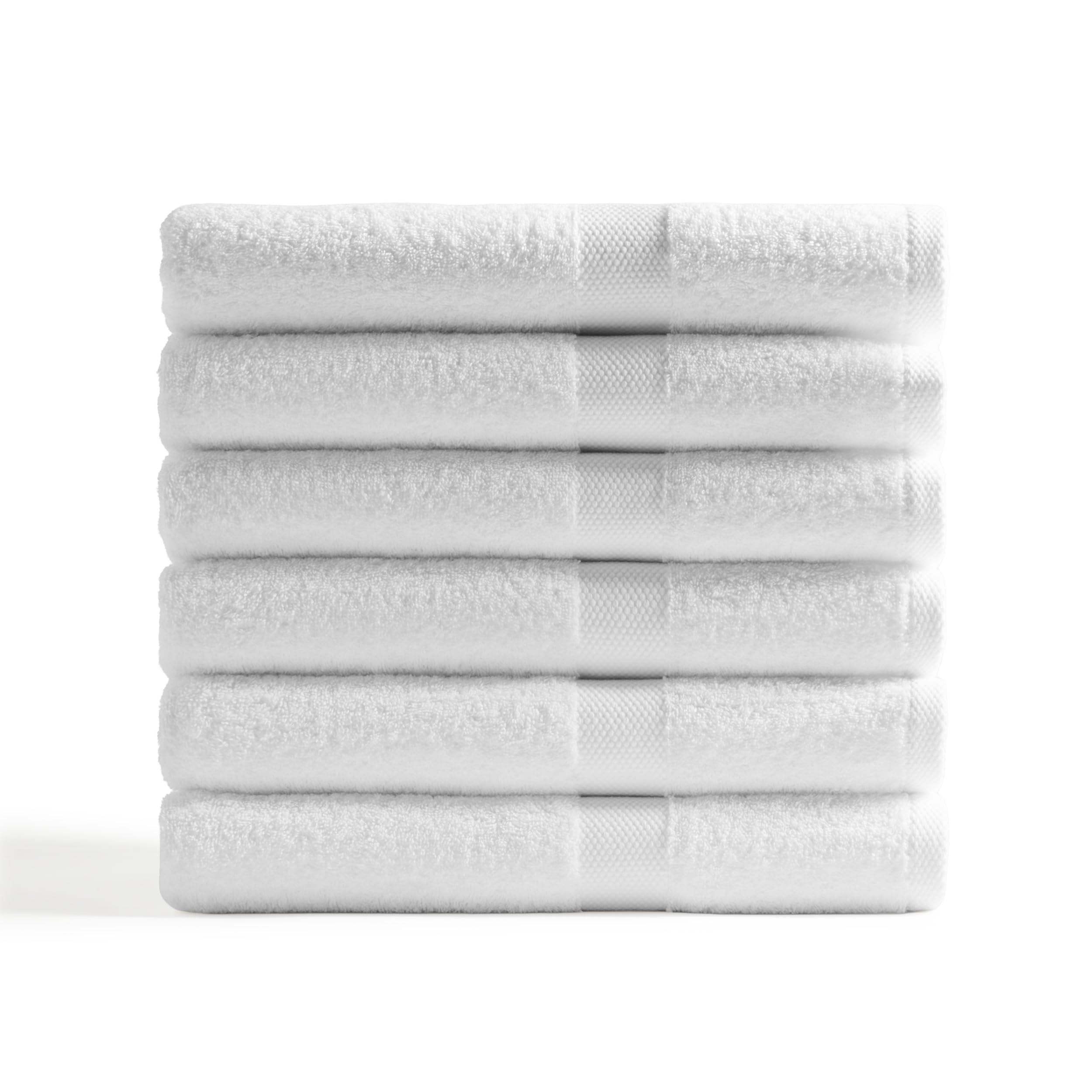 Juego de 6 Toallas 100% Algodón Puro (500 g/m²), Mismo Tamaño y Color, Suaves y Absorbentes - Disponible en 4 Medidas y 16 Colores (Blanco, 100x150 cm)