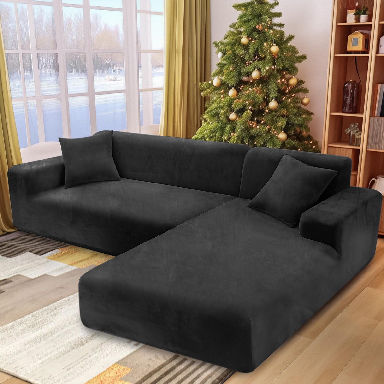 Housse de canapé extensible en velours épais pour canapé L
