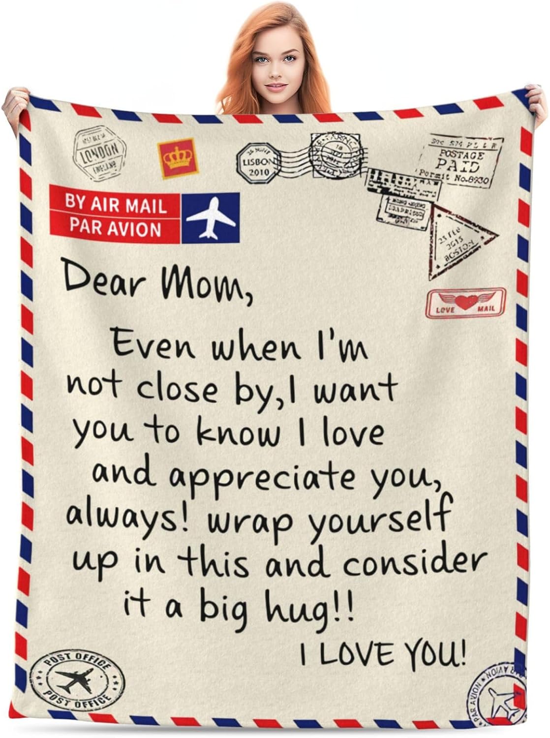 Gifts for Mom Birthday Mother's Day, to My Mom Blanket Gift from Daughter Son, I Love You Mother Letter Warm Soft Bed Throws Blankets for Christmas Valentines Day 50" x 60" (Style 02)