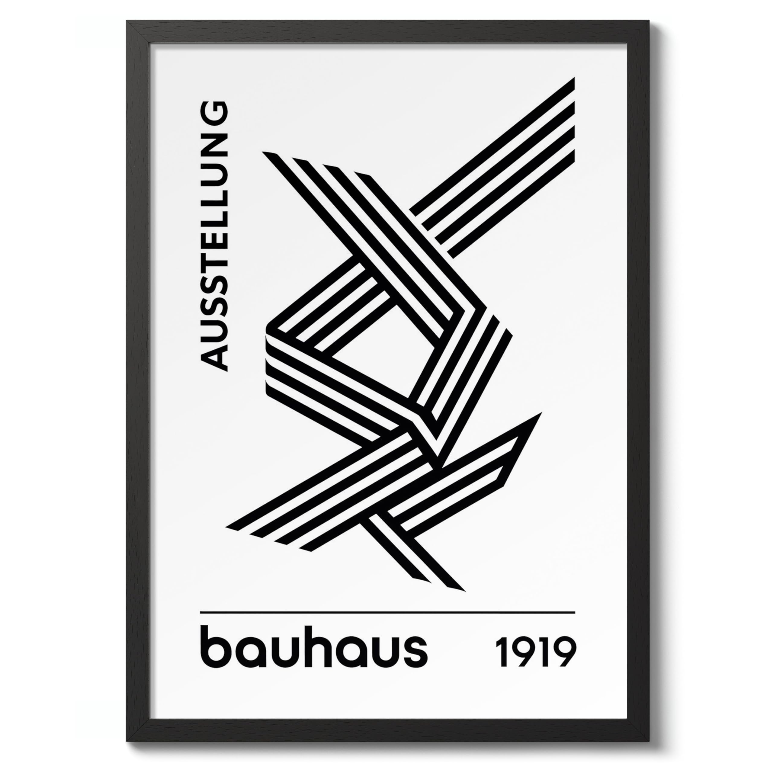 Bauhaus Crossroads Poster, Bauhaus Mid-Century Modern Print, Retro Abstract Wall Art, A4 (Black Frame) - 32.7x24.1cm