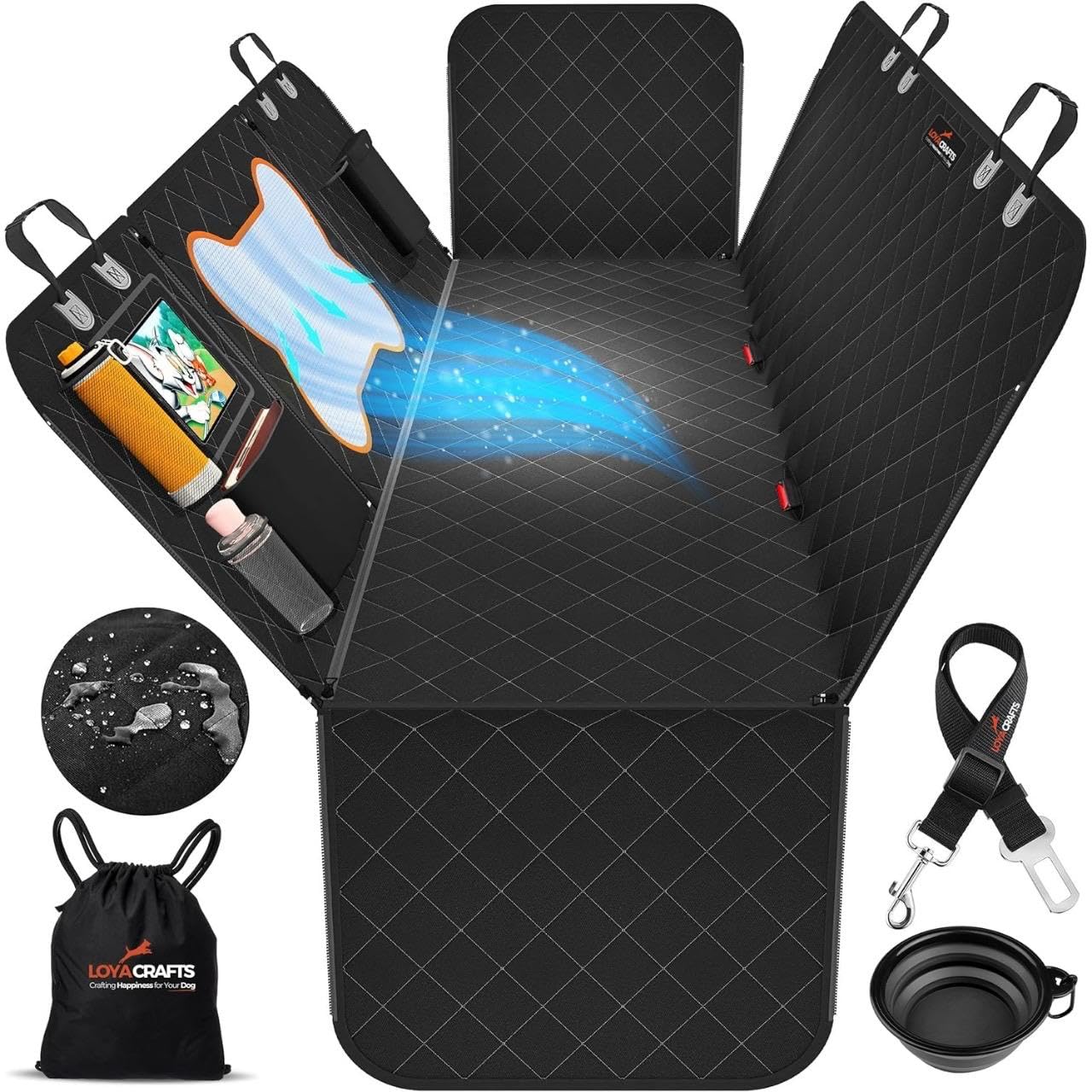 Extensor de asiento trasero para mascotas, hamaca de tela 600D con parte inferior dura para asiento trasero de coche, soporta 500 libras, impermeable, funda de asiento trasero de coche para perros con