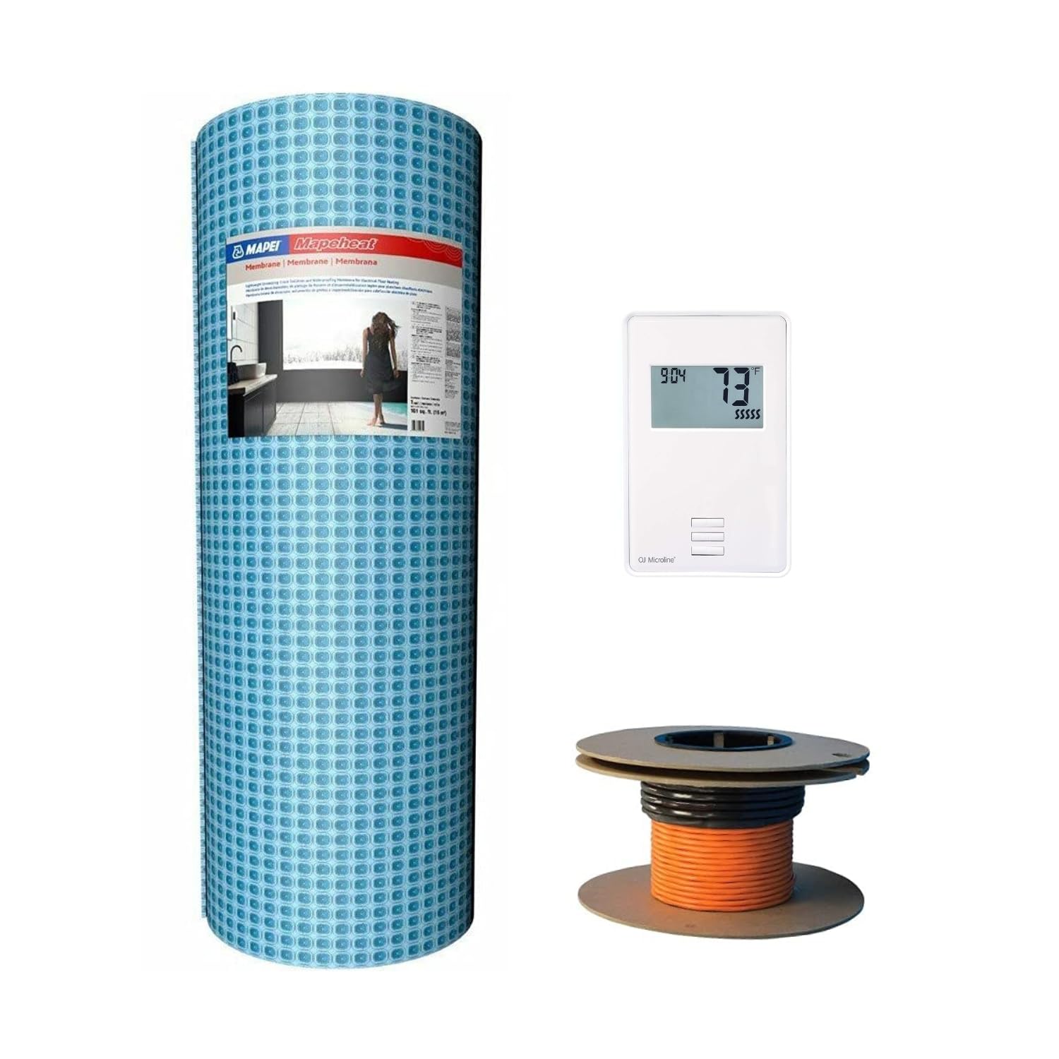 TRMRadiant Floor Heating Kit 31 Square Feet 120 Volt Includes - Mapei Uncoupling Membrane, OJ Microline Non-Programmable Thermostat with Heat Cable