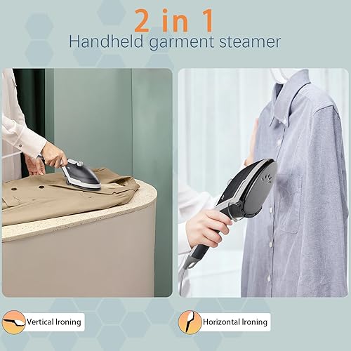 Miniatura 4 de Hemantol - Plancha vaporera de mano para ropa, 2 en 1, 800 W, calentamiento rápido, planchado y eliminación de arrugas, perilla de control de vapor