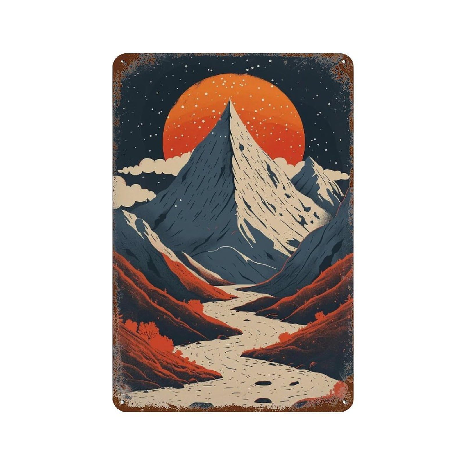 Wihyrtui Style Snow Peak Sunset Vista 03 Wall Retro Iron Metal Tin Sign Vintage Art Poster Modern Home Cofffee Club Art Bar Shop Decor 30X20cm