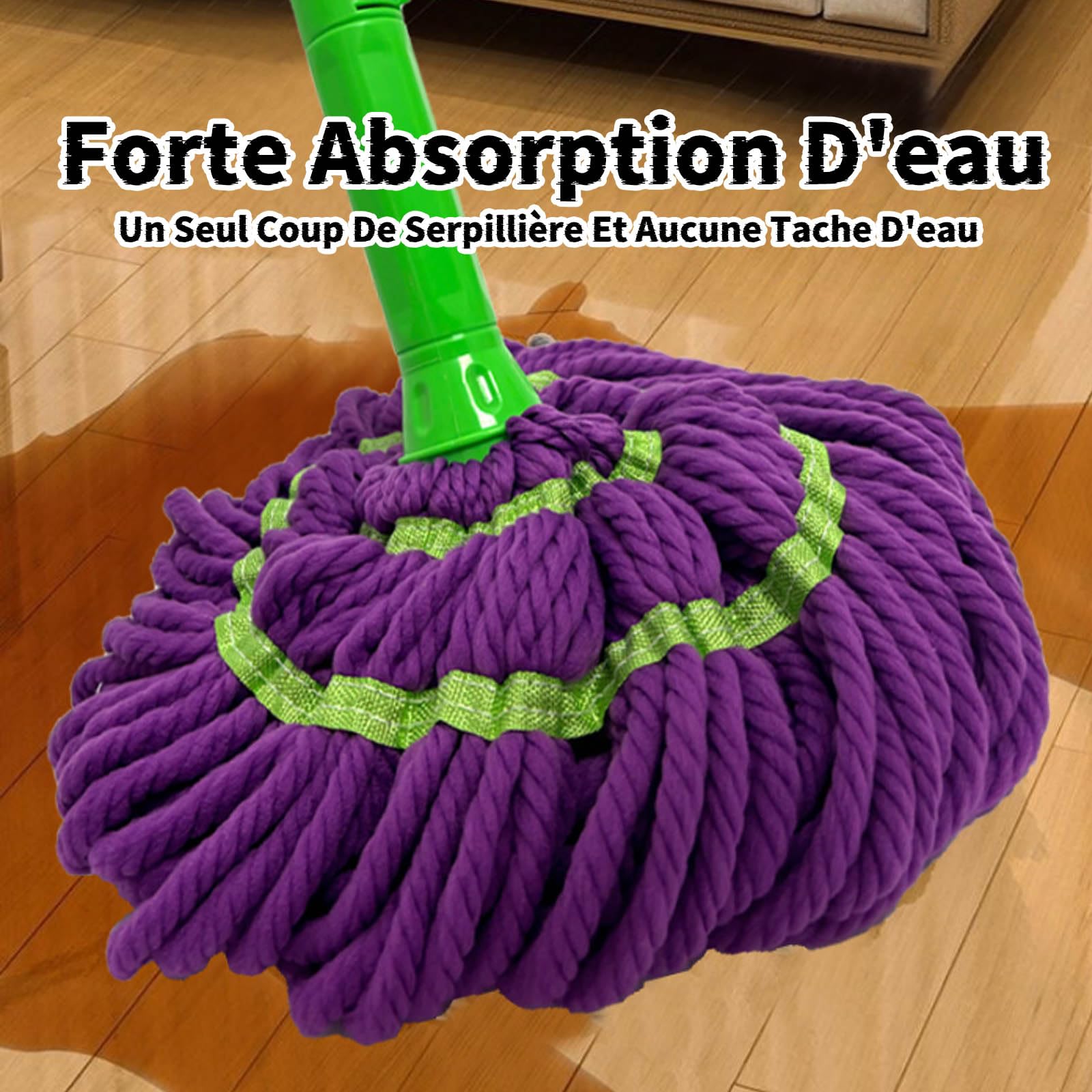 Balai Ultra Absorbante, Balai Essorage 360 Microfibre, Manche Télescopique (2 Tête)