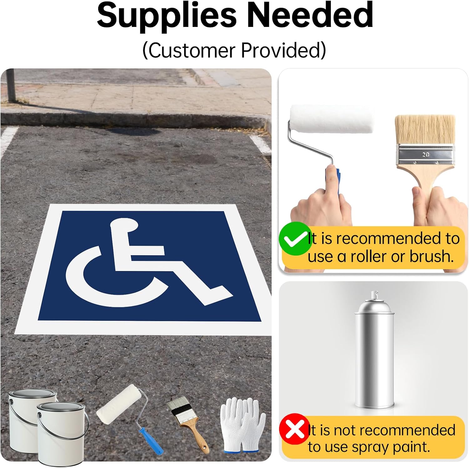 2 Pack Handicap Parking Stencil, 36"x36" Reusable Roll Up Template for ADA Accessible Spaces Waterproof Handicap Stencil for Parking Lot, Asphalt, Concrete Surfaces with Storage Bag