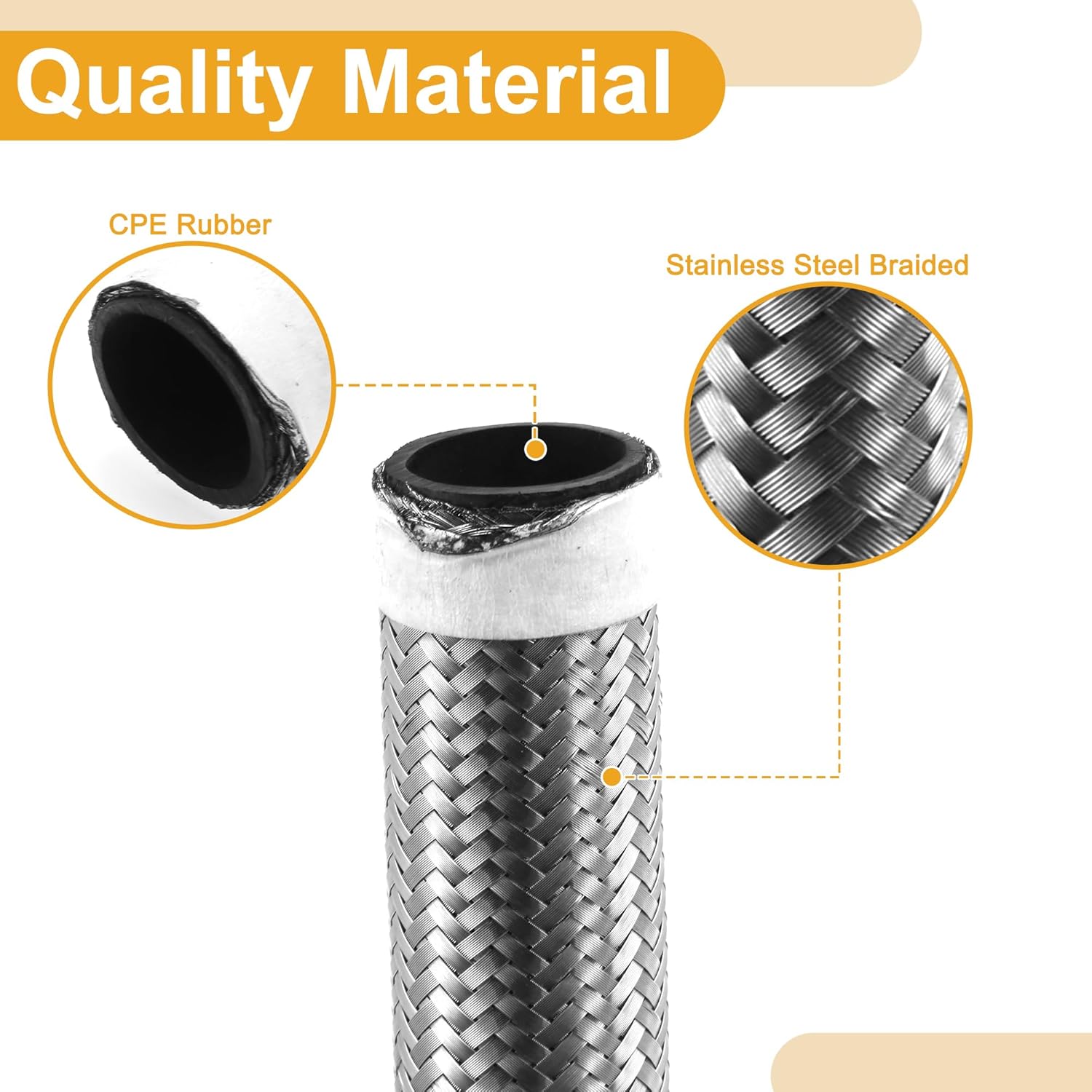 AN-16 Fuel Line Kit 12ft Vacuum Hose Automotive Fuel Hose with 2 Clamps 1 Set