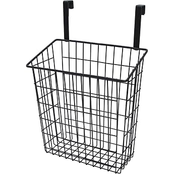 Metal Hanging Basket for Cupboard Doors 39 x 25 cm Black | Cabinet Organiser Hanging Wire Basket for Shelf Cabinet Kitchen Ba