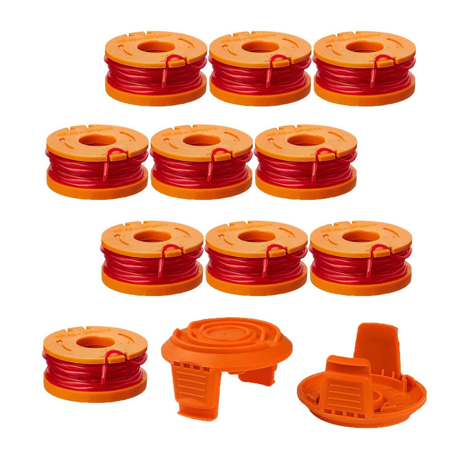 Lot de 14 bobines de fil de rechange pour débroussailleuse Worx WG180 WG163 WA0010 avec couvercle de bobine WA6531 GT 50006531