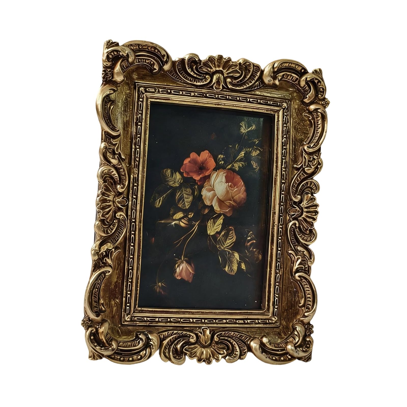 Artistic Bronze Resin Photo Frame with Elegant Carved Patterns for Home Styling Home Deck Frame