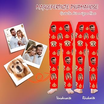 Personalised Pyjama Pants for Men & Women | 3 photos pajama made from soft breathable fabric, funny gifts for couples, family and Christmas sleepwear