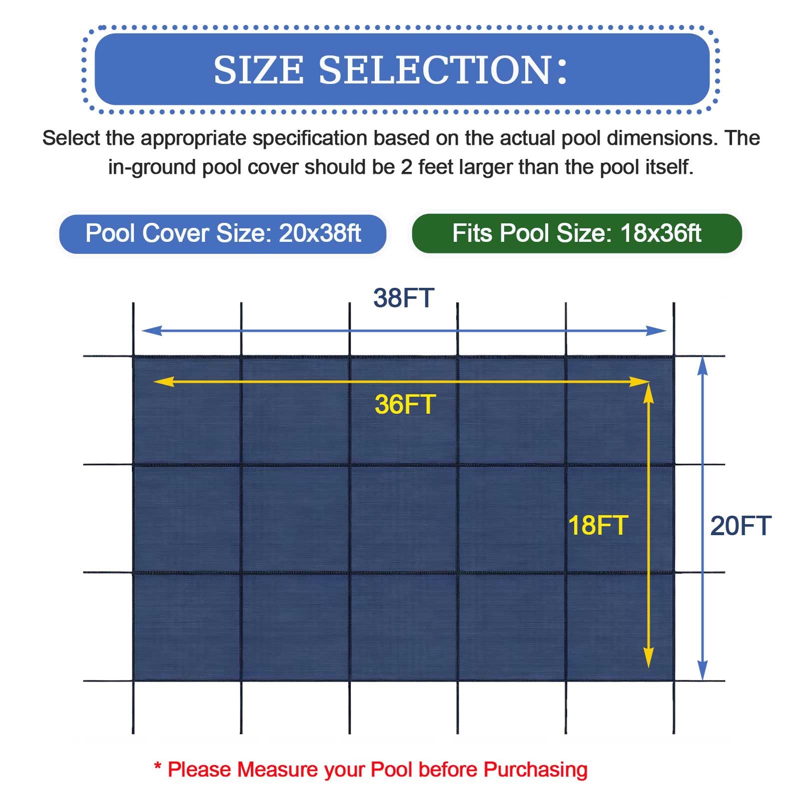 Esta Cubierta de Seguridad Rectangular para Piscinas enterradas, Cubierta de Invierno de Malla Resistente, Incluye Herramientas de instalación para Piscinas enterradas.
