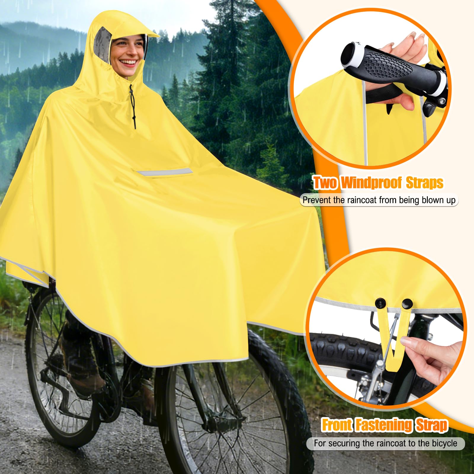 Mantella Antipioggia Ciclismo Leggero Impermeabile Poncho Bicicletta Portatile Poncho Bicicletta Unisex Impermeabile Bici Riflettente Per Bici Elettriche Moto