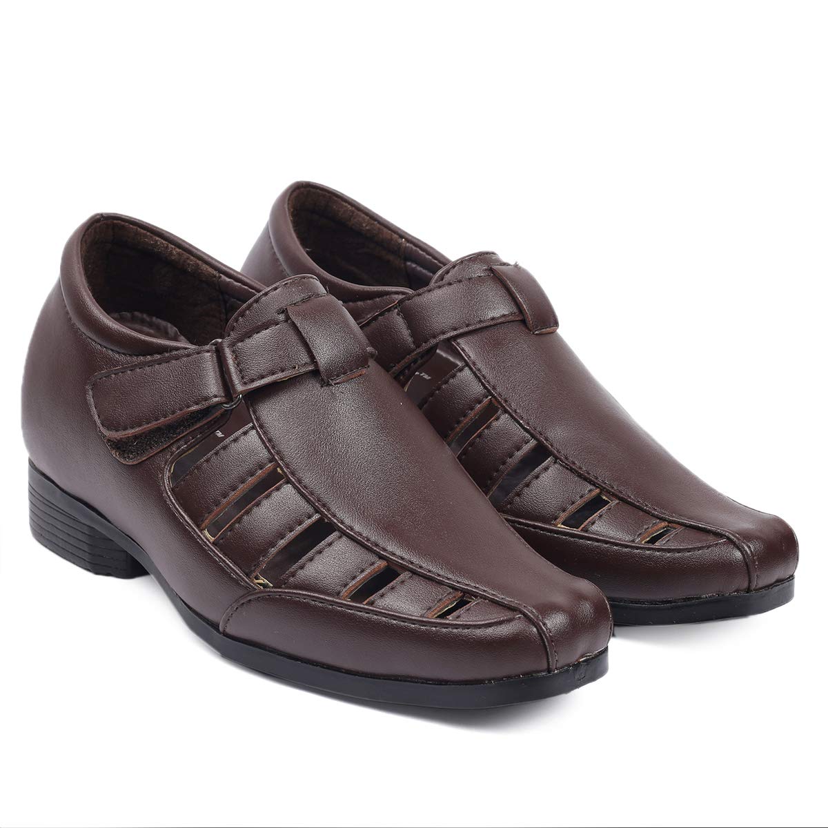 Mens All New 3 Inches Hidden Height Increasing Faux Leather Formal Elevator Roman Brown Sandal (B08JYDD26F) Amazon Price History, Amazon Price Tracker