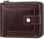 GOIACII Genuine Leather Wallet for Mens RFID Blocking Mens Wallet with Zipper Coin Pocket ID Window