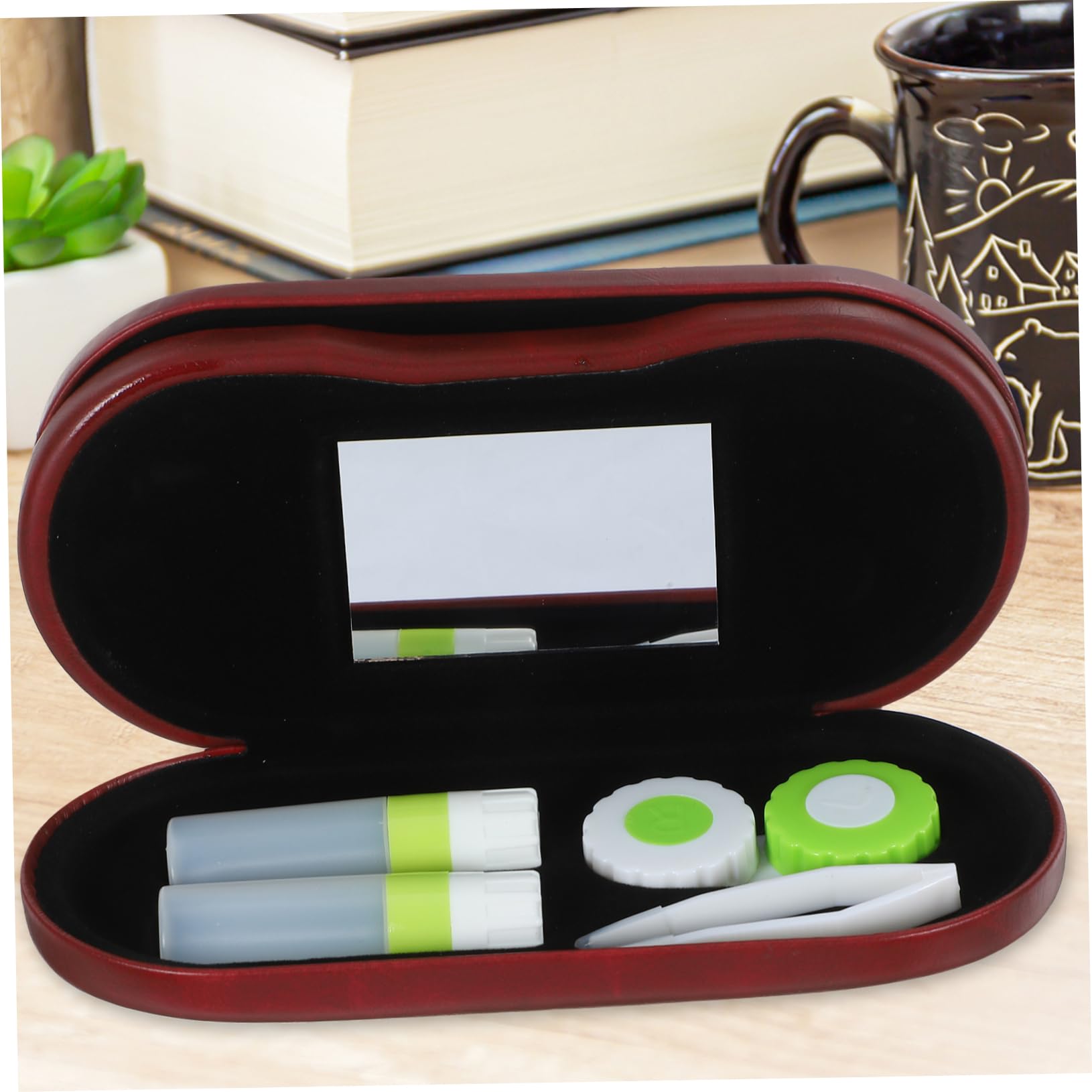 Doppellagiges Brillenetui Sonnenbrillen-Organizer-Etui Charme Kette doppeltes Brillenetui schlank Outdoor- Inhaber von professionellen Kontakten feines Vlies rot