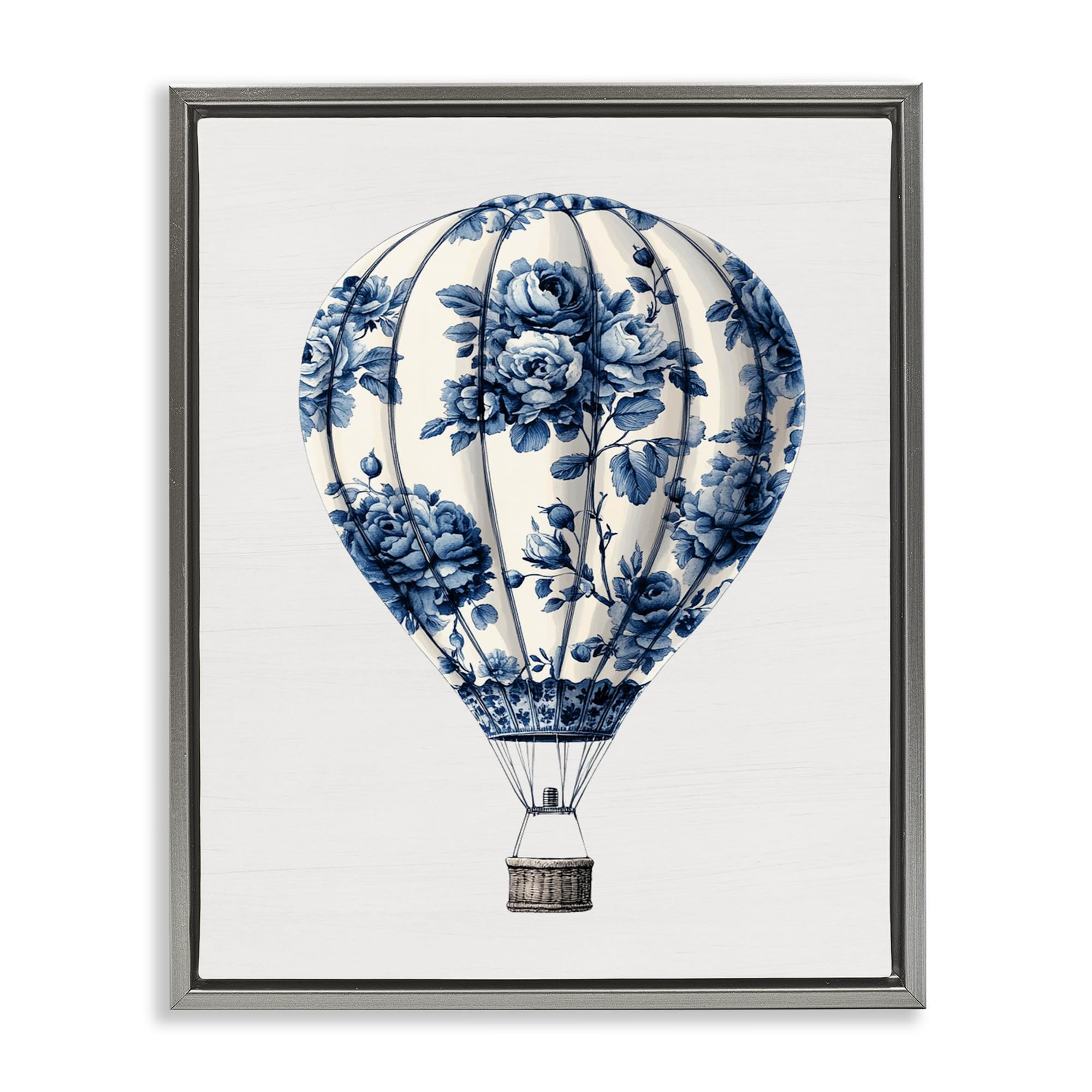 Vintage Toile Hot Air Balloon, 16 x 20 Inch Canvas in Floater Frame