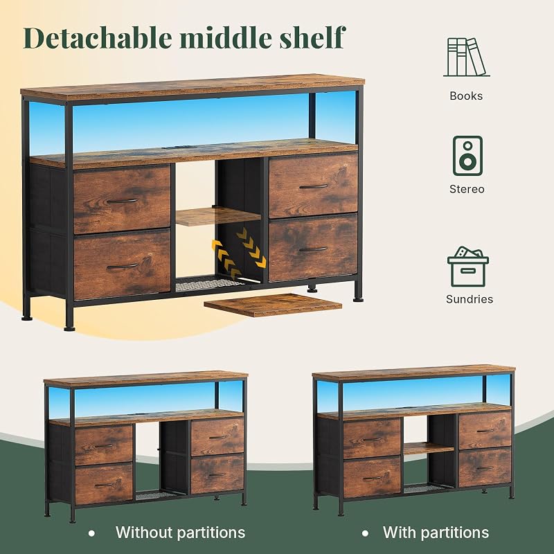 LED TV Stand with Charging Station for 50 Inch TVs image 6