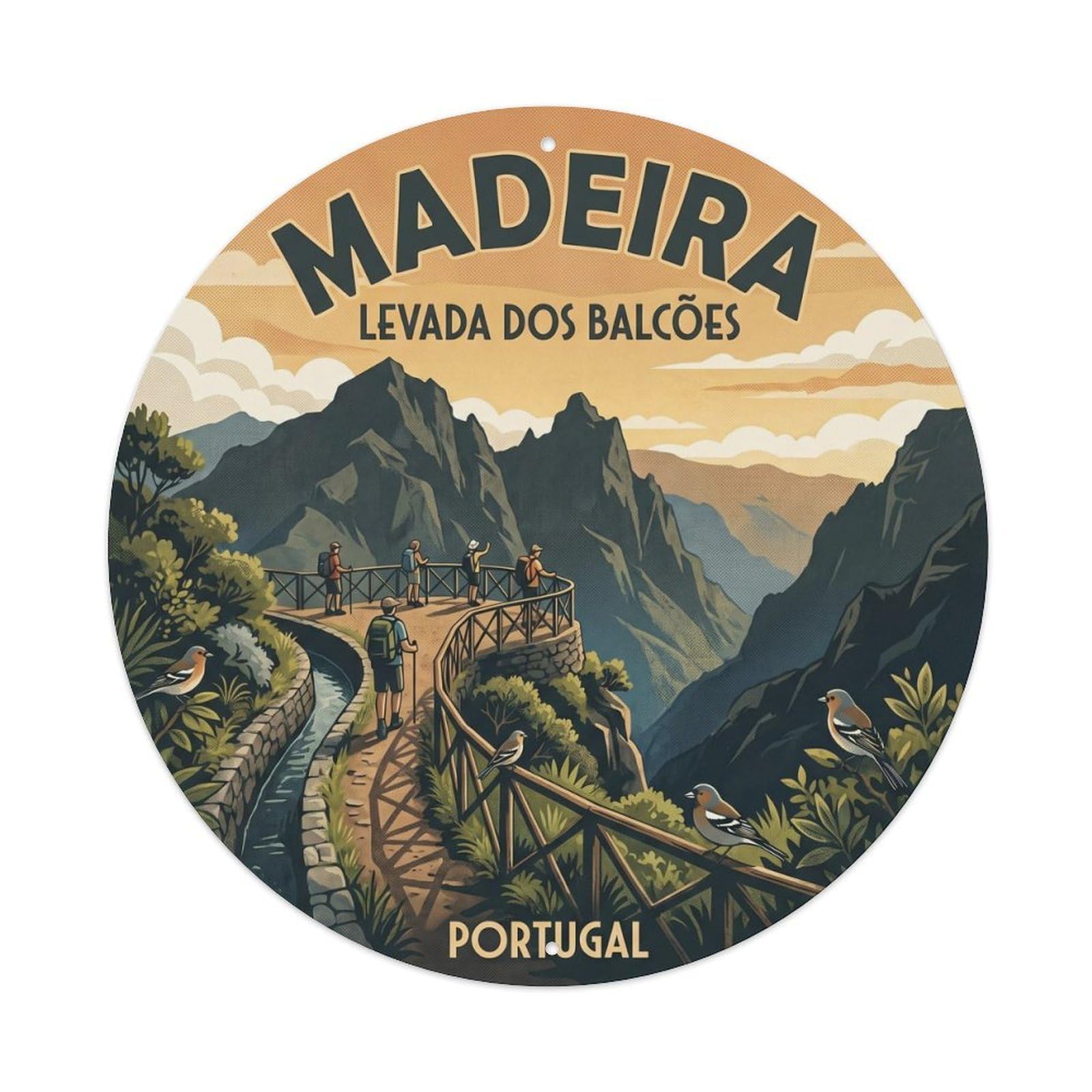 Olhnbad 08X08inch Style Artful Portugal Madeira Cityscape Classic Travel Art Metal Tin Sign