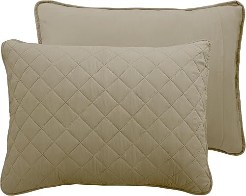 Miniatura 4 de Easy-Going - Juego de colcha reversible con 1 funda de almohada, tamaño individual, suave, resistente al agua y manchas, microfibra ligera, beige y