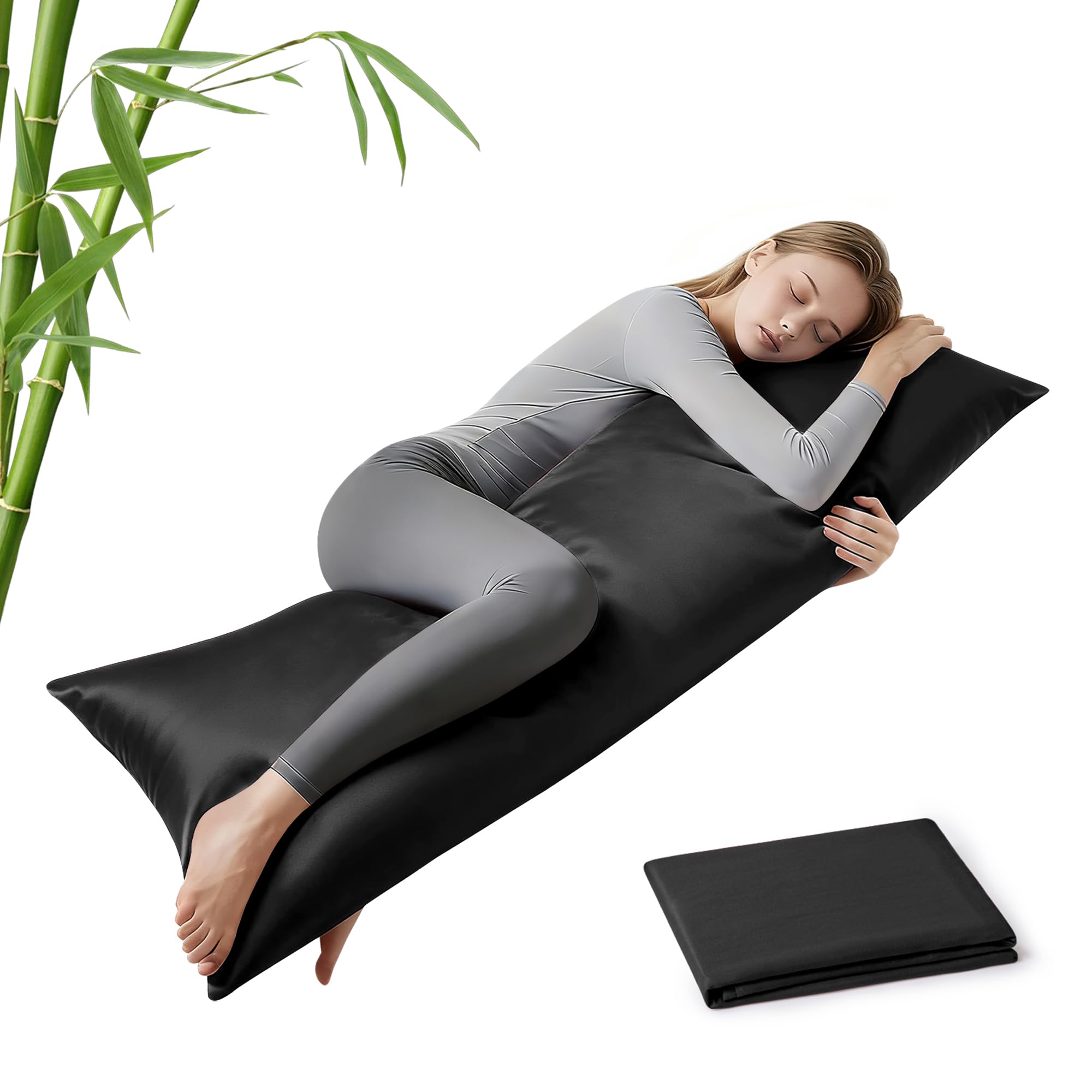 Photo 1 of ***STOCK PHOTO FOR REFERENCE ONLY***MR&HM Cooling Body Pillow Case 20"x54", Body Pillow Cover for Hot Sleepers, Breathable & Moisture Wicking, Silky Soft Envelope Long Pillowcase, Rayon Derived from Bamboo & Polyester Blend, Grey