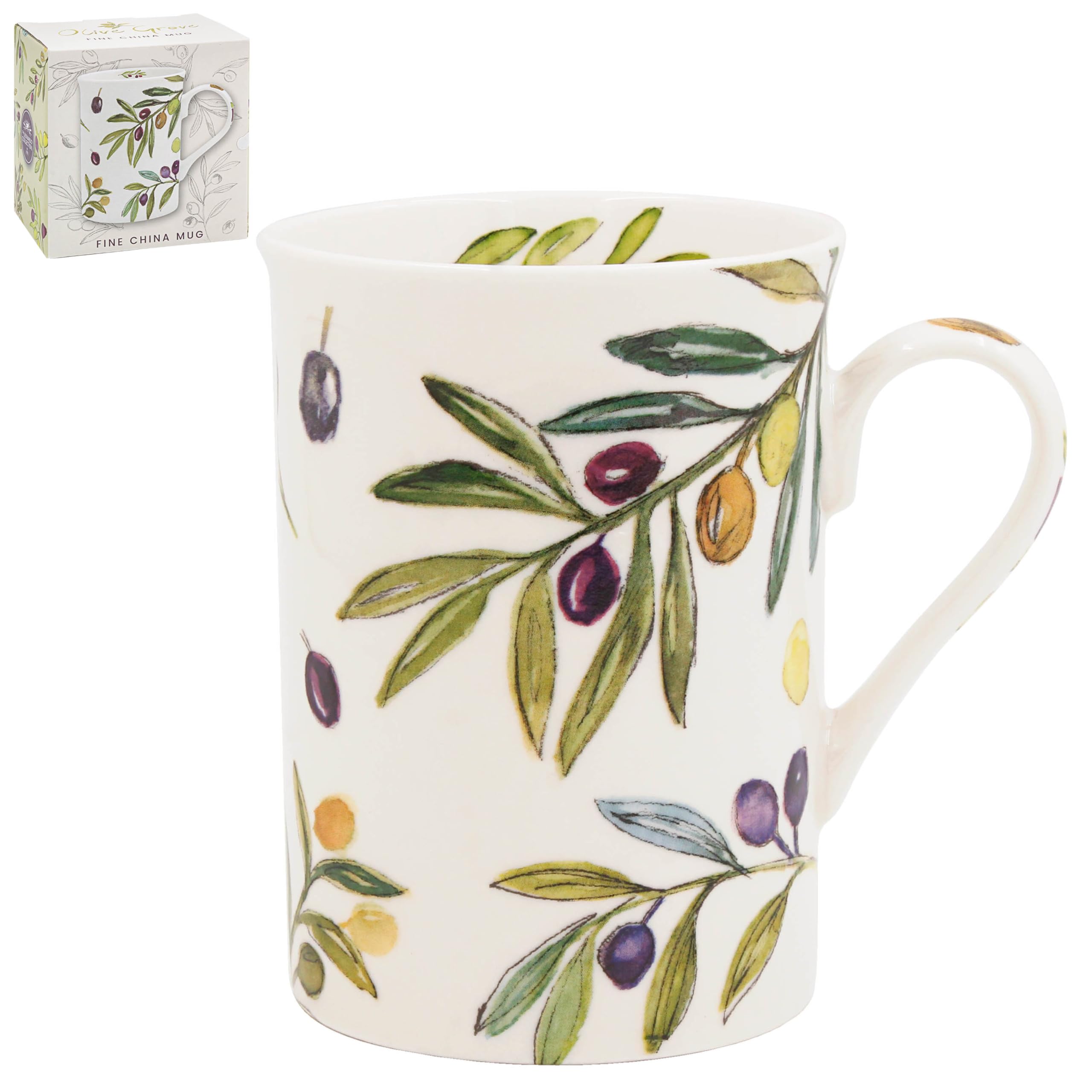 The Leonardo Collection Olive Grove By Jennifer Rose Fine China Olive Grove Mug 300ml for Hot & Cold Drinks | Durable Coffee Cups for Home & Office | Easy-to-Hold Coffee Mugs for Daily Use