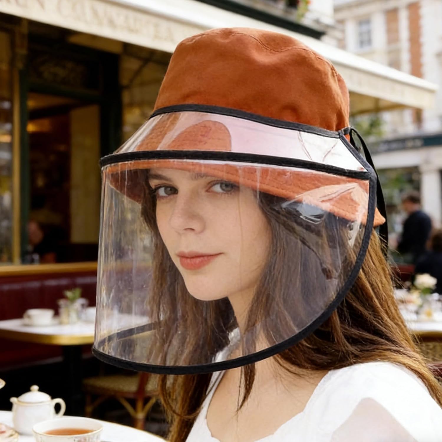 Bucket Hat Protective Visor Pvc Detachable 2pcs Face Shield | Barrier for City Walks and Daily Use, Wind Rain Dust Coverage, Breathable Design with Reusable Structure