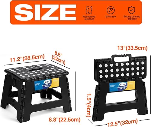 Miniatura 2 de Korpai Taburete plegable actualizado 2022 de 13 pulgadas para adultos y niños con capacidad para hasta 300 libras, taburetes plegables