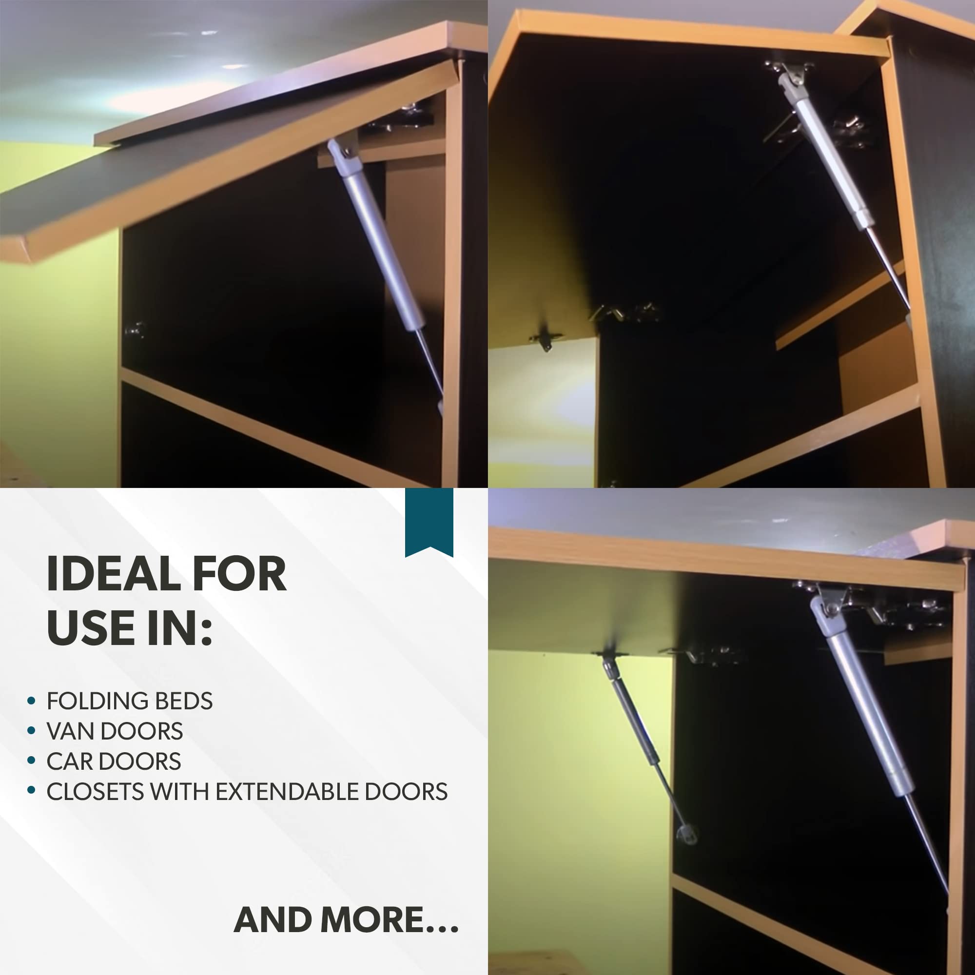 DOJA Barcelona | Molla a Gas per Mobile | 80N | 4 Pistoni Idraulici | Ammortizzatori a Gas per Mobili della Cucina | Sollevamento Sportelli Cucina, Bagno, Camper