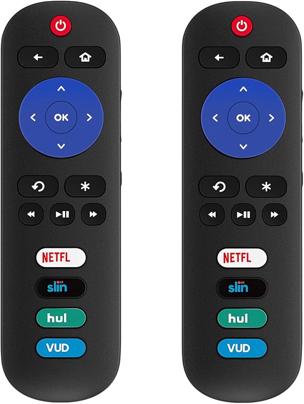 Paquete de 2 controles remotos universales de reemplazo aplicables para TCL Roku TV | Aplicable para Hisense TV/Onn TV/Philips TV/Sharp TV/Westinghouse TV/Sanyo TV/RCA TV/JVC TV/Element Roku TV