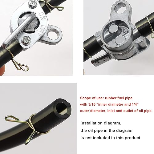 Miniatura 4 de Taiss Interruptor de encendido y apagado de combustible de gas en línea de 3/16 pulgadas. Adecuado para motocicletas de 50 cc, 70 cc, 80 cc, 110 cc,