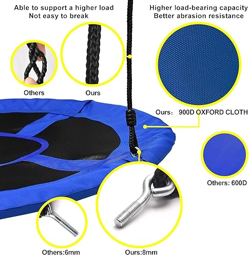 Miniatura 3 de PACEARTH Columpio de árbol de 40 pulgadas, capacidad de peso de 900 libras, 2 correas colgantes adicionales, cuerdas ajustables de múltiples hebras,