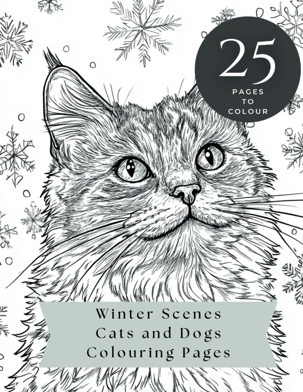 Winter Scenes Cats and Dogs Colouring Pages