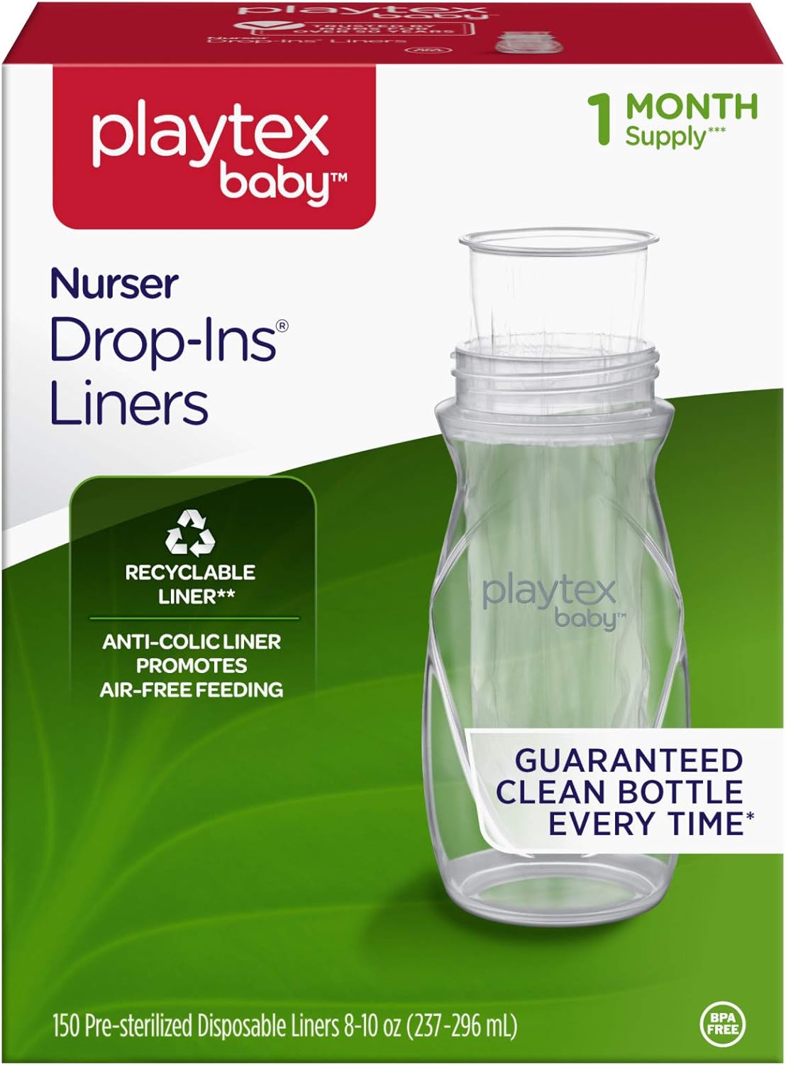 Playtex Baby Nurser DropIns Baby Bottle Disposable Liners, Closer to Breastfeeding, 8 Ounce 150