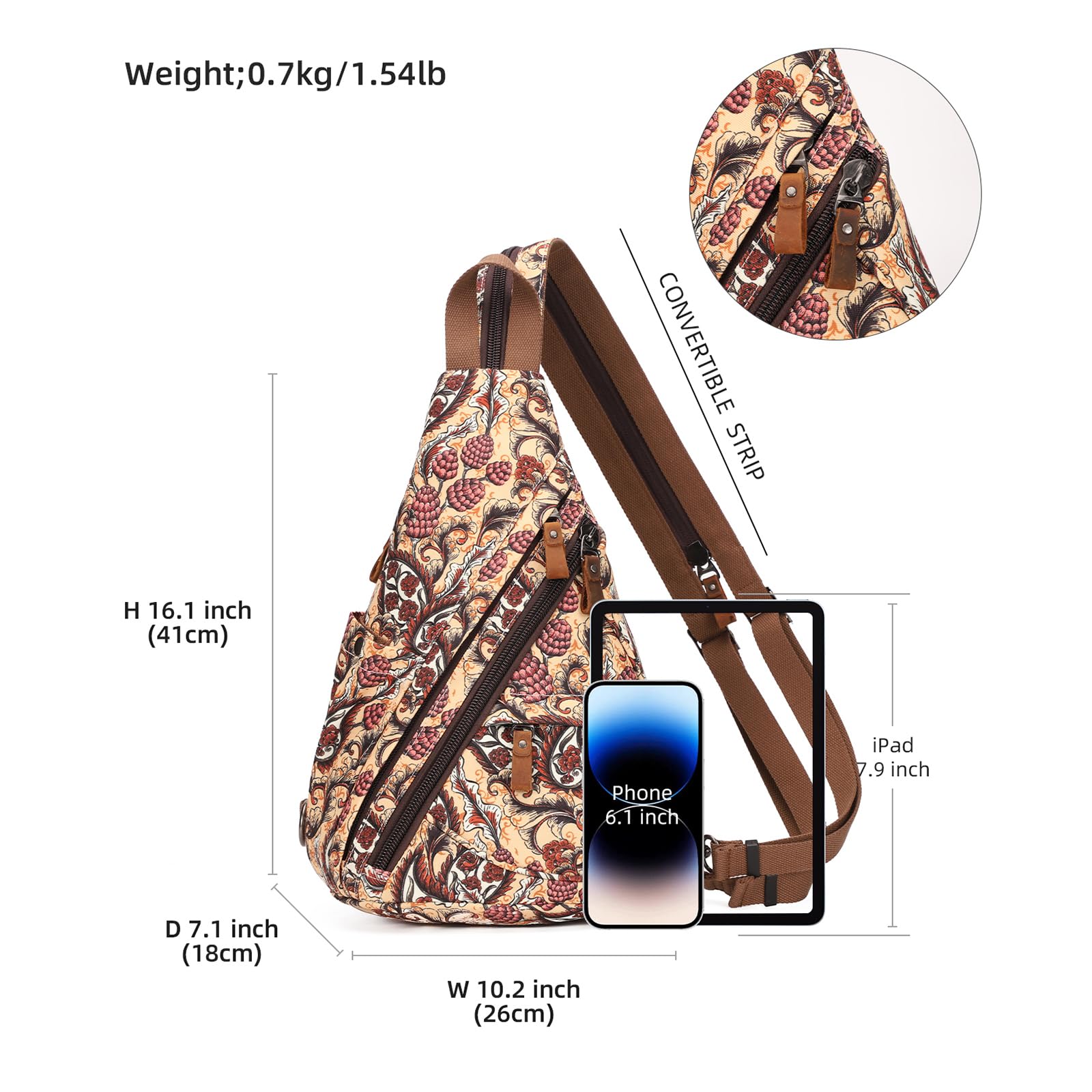 KL928 Canvas Sling Bag - Small Crossbody Backpack Shoulder Casual Daypack Rucksack for Men Women