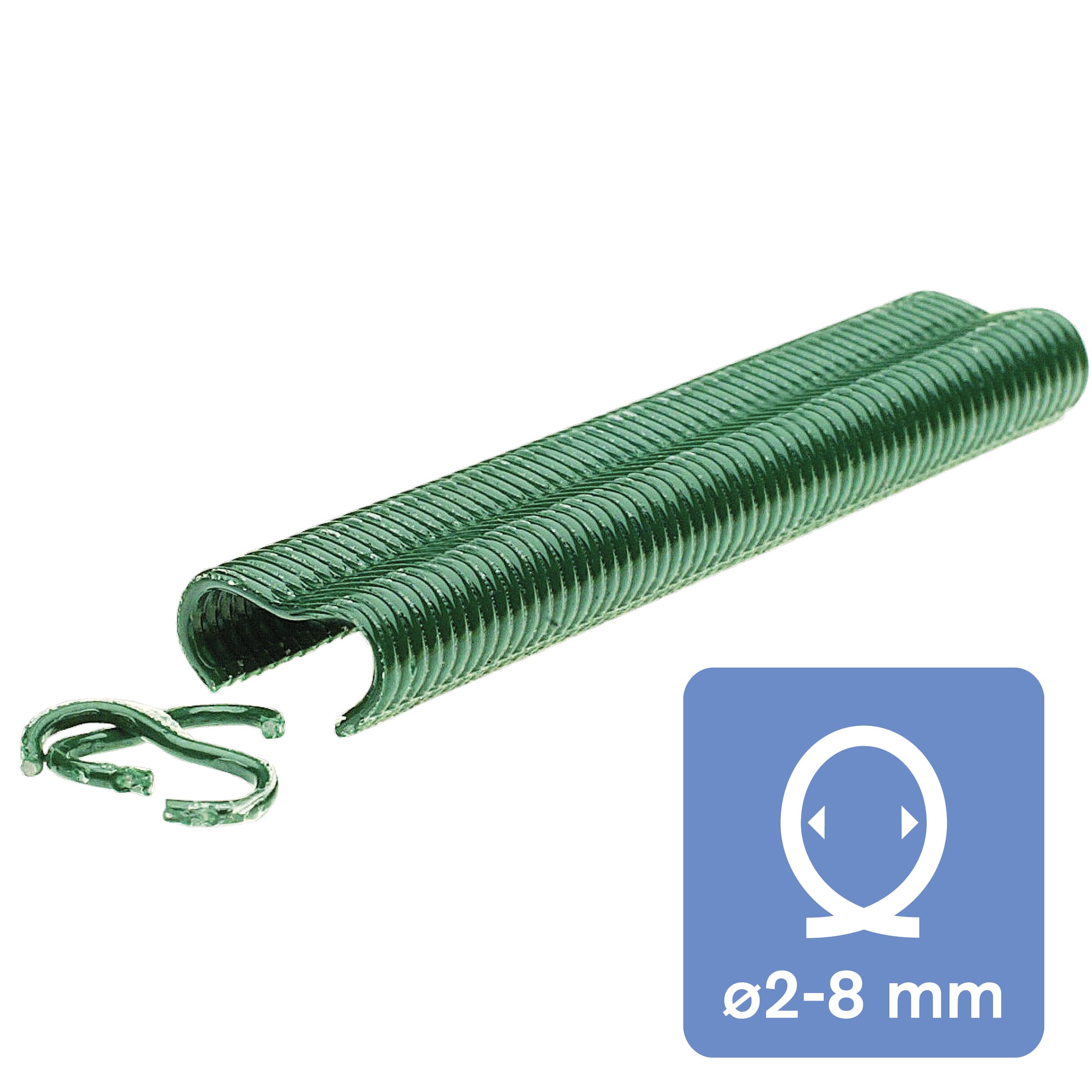 Rapid VR16 - Agrafes à Grillage en Acier Galvanisé, Plastifié Vert, Compatible avec les Grillages 2-8 mm, Idéal pour Sécuriser Cages & Clôtures, 1390 Pièces, Emballage sous Blister (40108800)