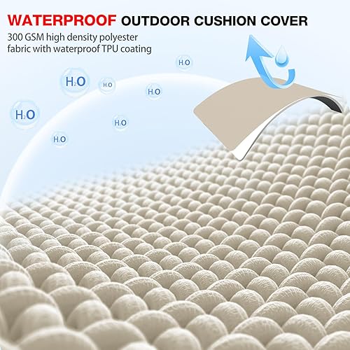Vista 5 de Favoyard Cojines para sillas de exterior de 17 x 16 x 2 pulgadas, juego de 4 cojines de asiento impermeables para muebles de patio con funda Beige