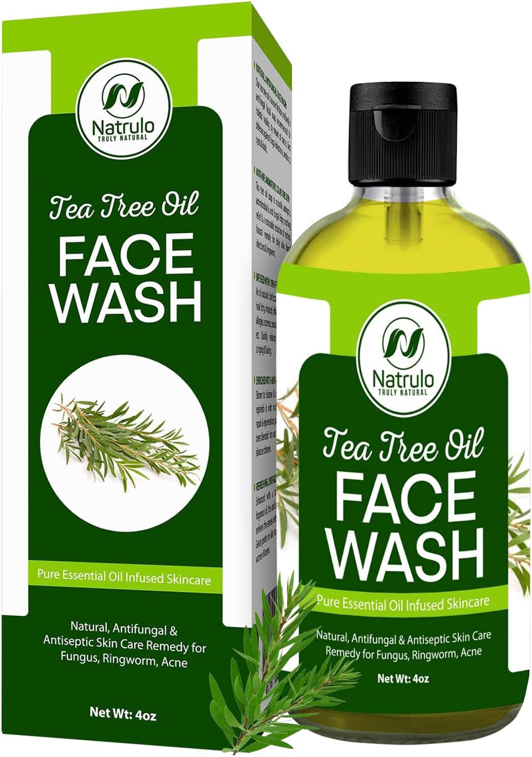 Tea Tree Oil Face Wash, 4oz – Tea Tree Soap Natural Skin Cleanser – Pure Essential Oil Infused Skincare Cleansing Face Soap, Made in USA