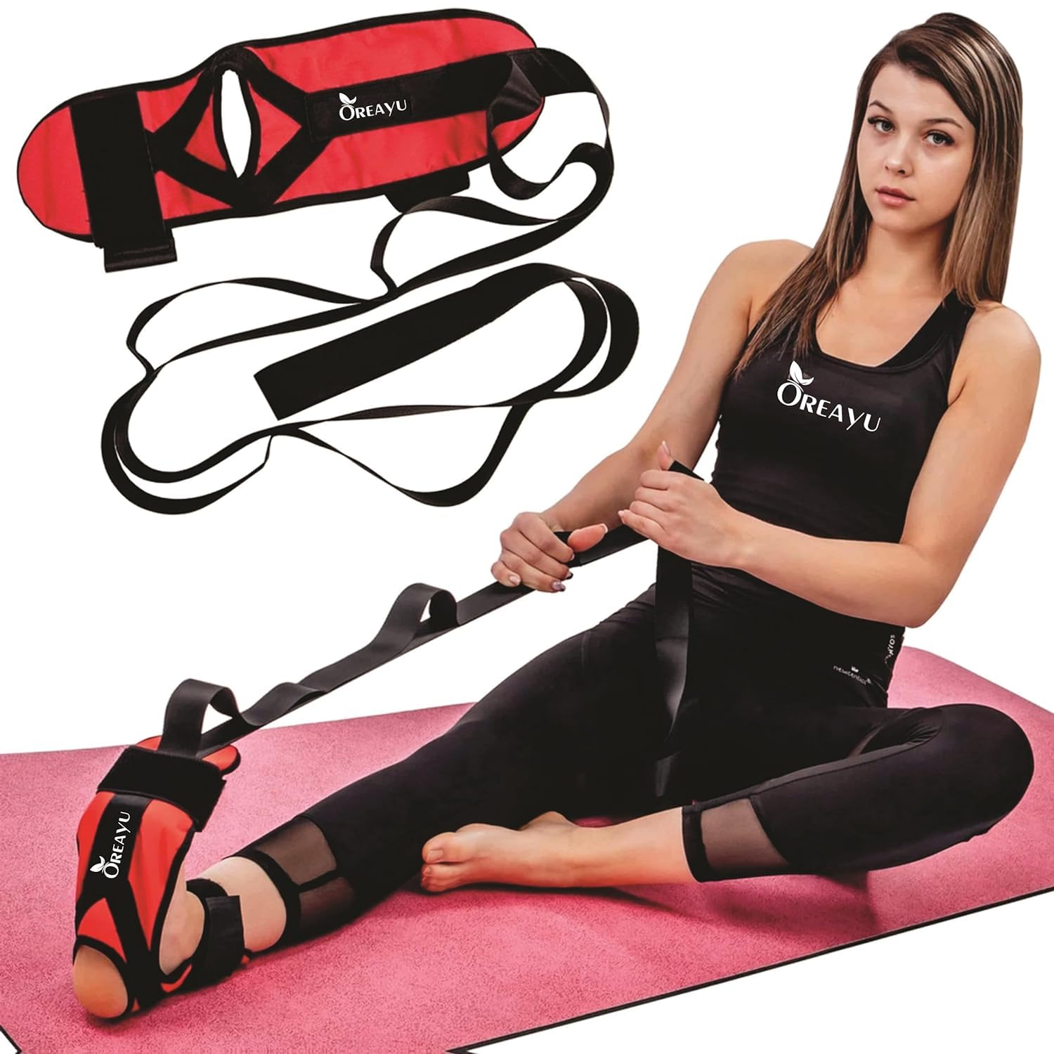 Oreayu Foot Arm Exerciser Belt - Yoga Ligament Rehabilitation Stretching Belt - Leg Training with Gymnastics Exercises Belt | Pcs Yoga Straps (Red and Black) (B09SJ1VTS6) Amazon Price History, Amazon Price Tracker