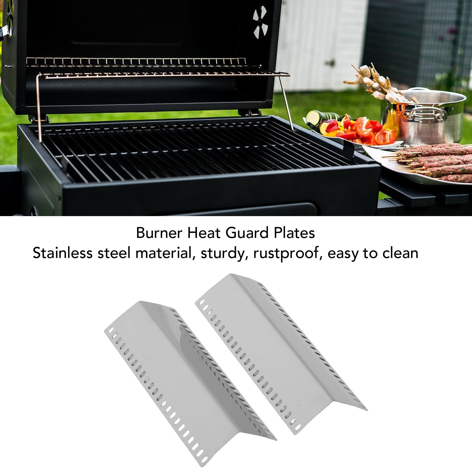 Annadue Coperture per Griglie in Acciaio Inox per BBQ, 8 Pezzi | Diffusore di calore per bruciatore di ricambio, antiruggine, distribuzione uniforme del calore, per grill a gas da 26 cm