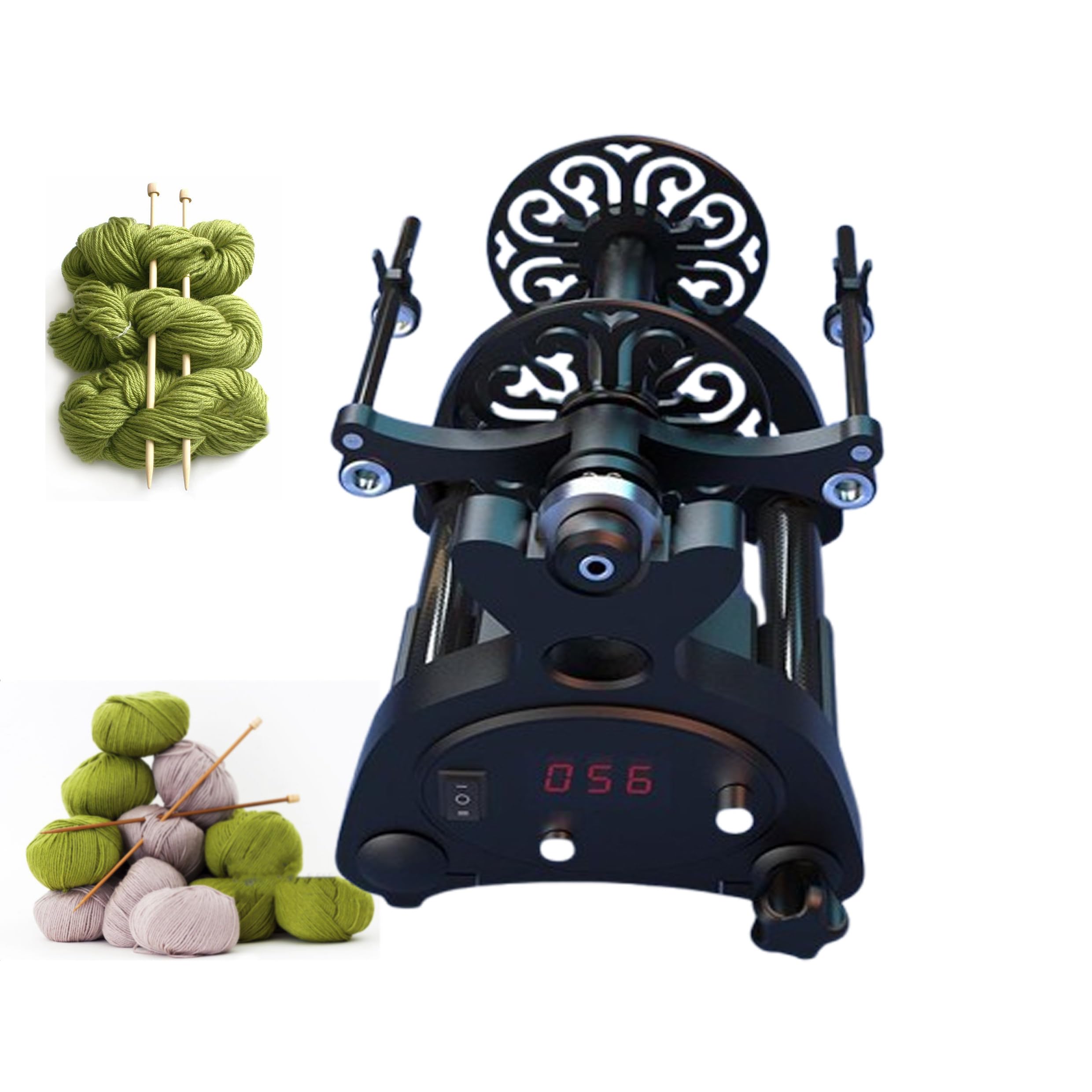 Bobinadora de bolas de lana, rueda giratoria para fibra de lana, mini rueda giratoria eléctrica, 800 RPM/min, avance y retroceso, CA 100-240 V,Black
