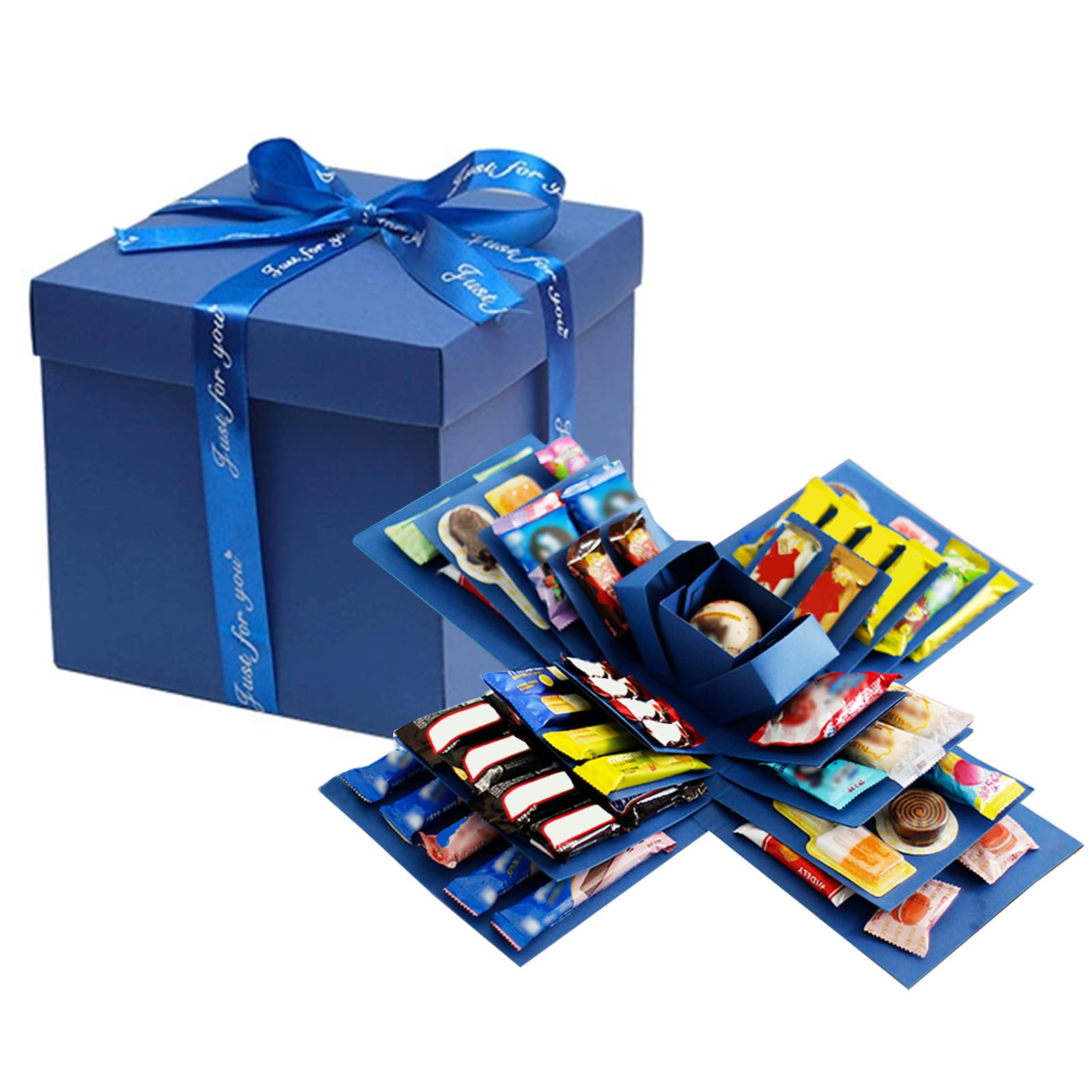 KMDZDZGS 5-Layer Explosion Gift Box, DIY Creative Exploding Gift Box, Candy Box, Handmade Surprise Box for Christmas Anniversary Birthday Valentine's Day and Wedding (Blue) — image 1