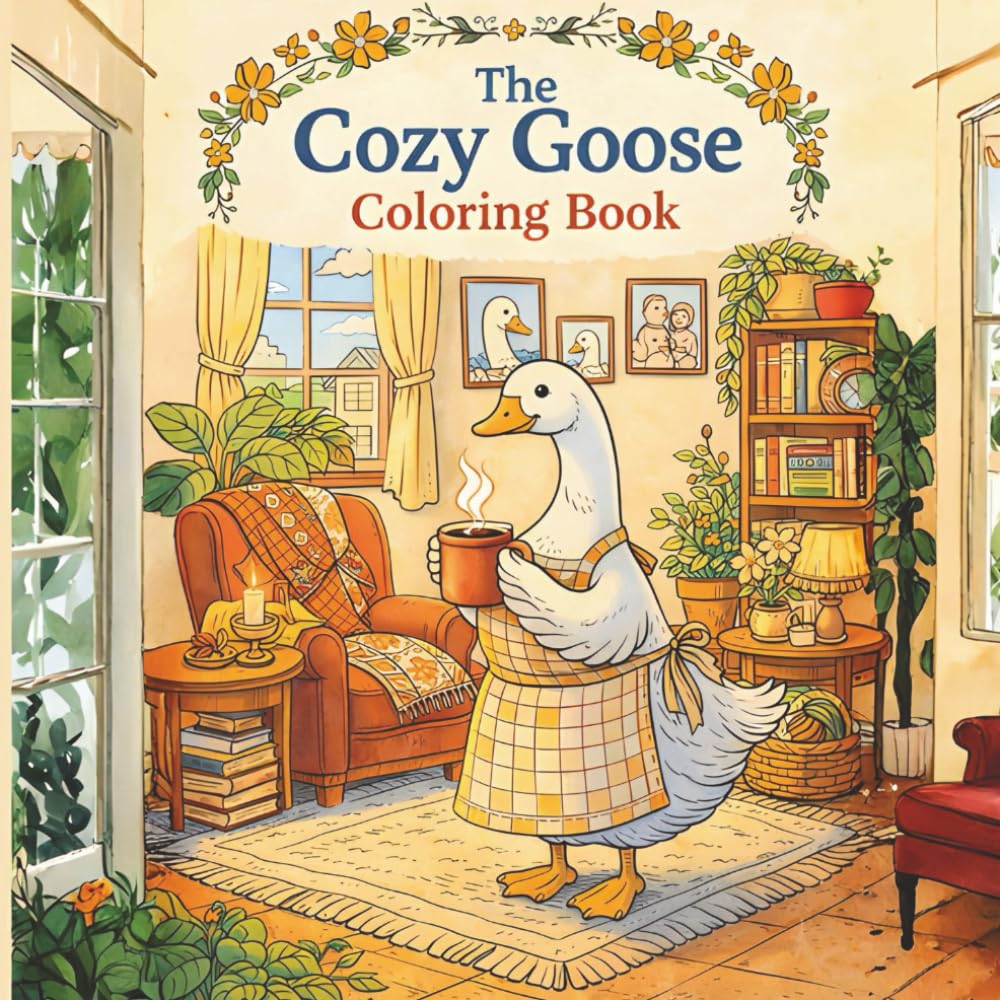 The Cozy Goose Coloring Book: Bold and Easy Whimsical Scenes of Slow Living, Cottagecore Bliss, and Stress Relief for Adults and Seniors