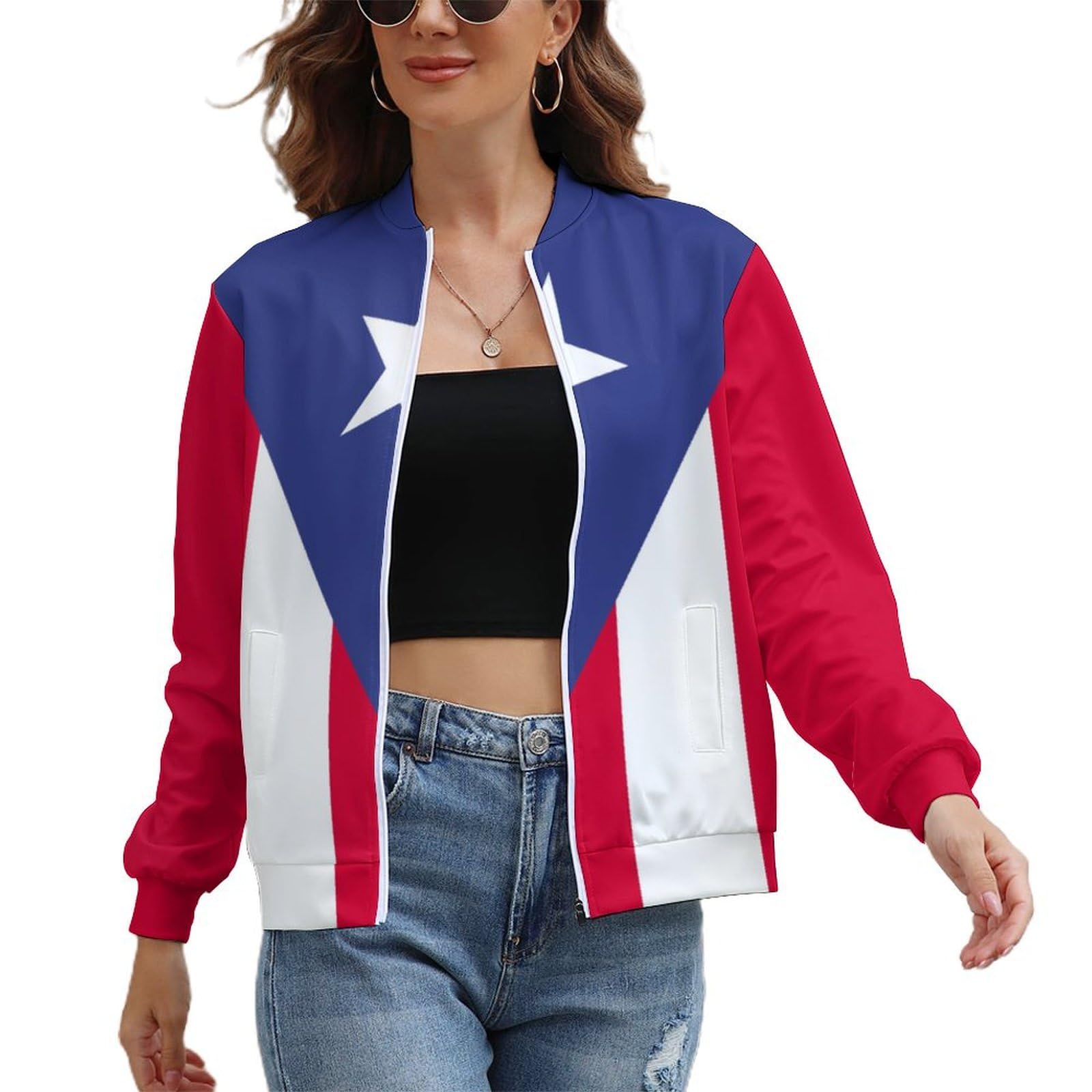 Mauritius Flag Womens Jackets Zip Up Sweatshirts Long Sleeve Crop Fall Outfits Unique