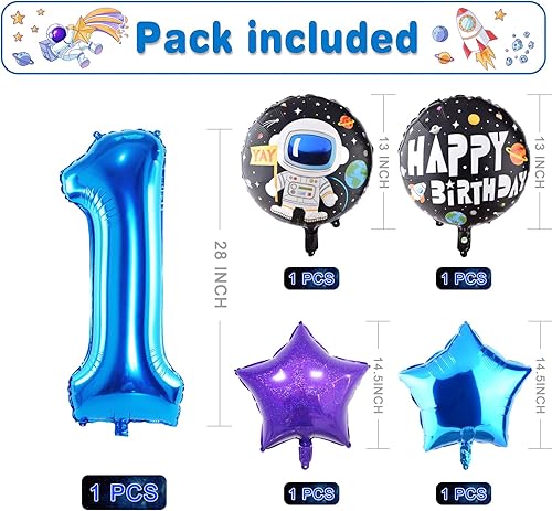 Miniatura 2 de TMCCE 11 globos de aluminio con temática espacial para decoración de fiesta de cumpleaños con temática espacial de astronauta para el primer espacio