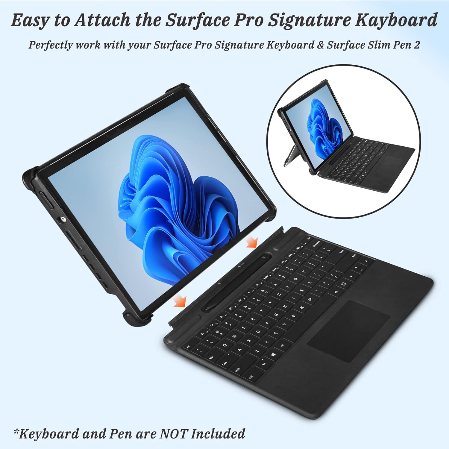 Case for Microsoft Surface Pro 8 Tablet Funda para Tableta Multi-Angle Slim/Lightweight Cover Pen Holder 13 inch Hard Shell (Deep Grey) - Image 6