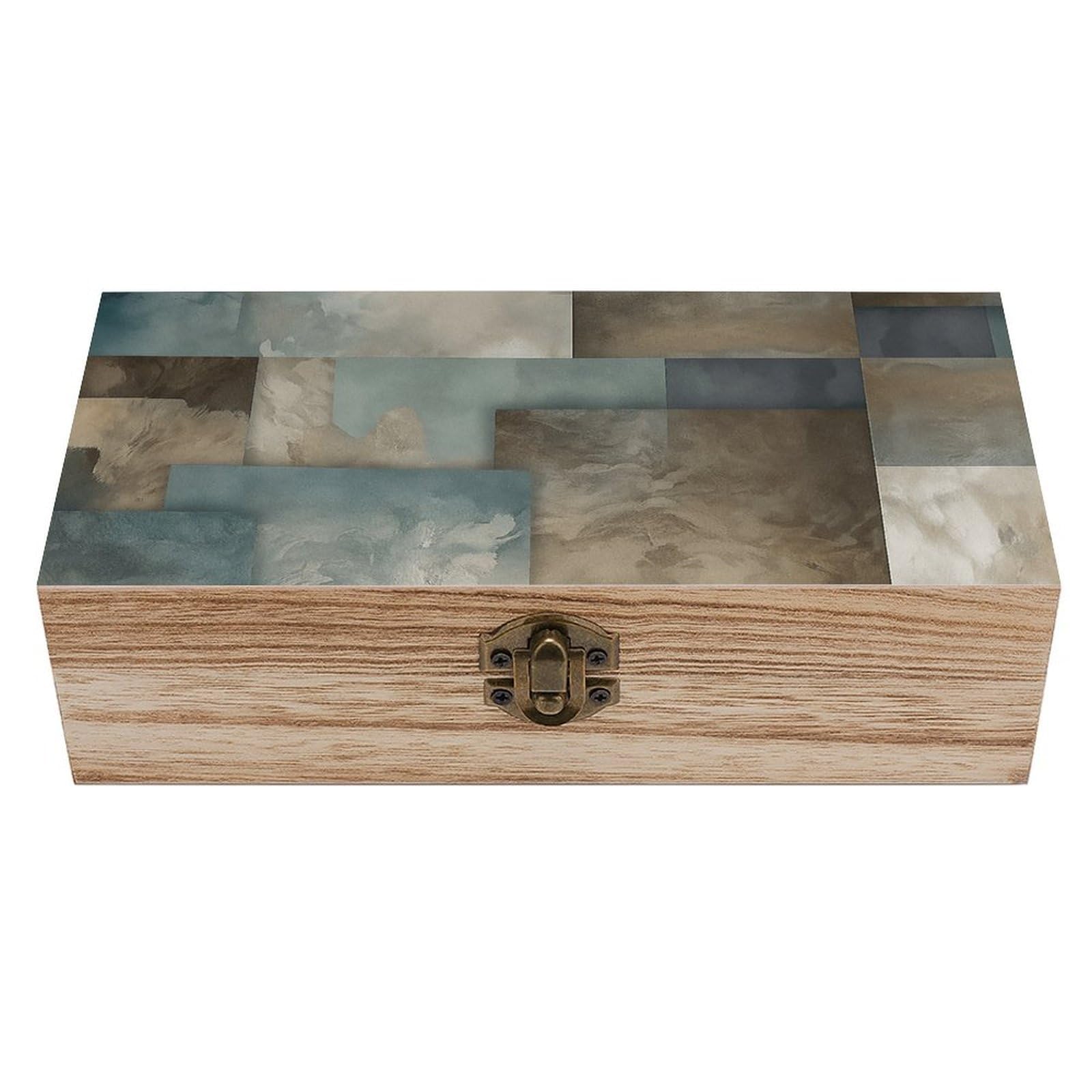 SMAZDFXX Abstract Marble Wooden Storage Box Multipurpose Decorative Box for Jewelry Photo Home Decor